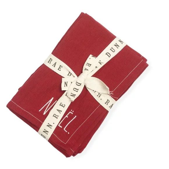 New Rae Dunn 4 Christmas Red Table Napkins HOHOHO | PEACE | NOEL | MERRY White LL Letter Embroide... | Walmart (US)