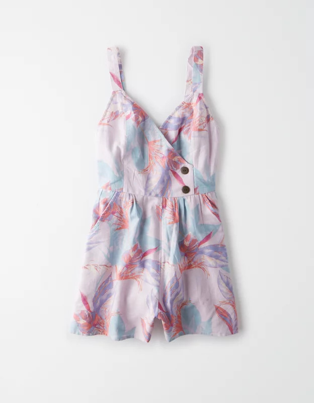 AE Printed Button Up Romper | American Eagle Outfitters (US & CA)