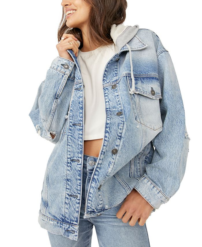 Free People Flawless Hooded Denim Jacket & Reviews - Jackets & Blazers - Women - Macy's | Macys (US)