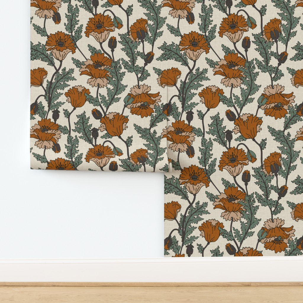 Wallpaper in JOON POPPY RUST | Spoonflower