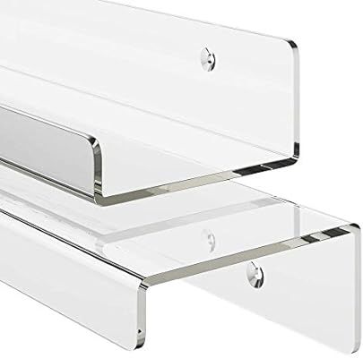 Unum Set of 2 Acrylic 24" Invisible Floating Shelves for Wall; Clear Hanging Wall Display Shelf L... | Amazon (US)