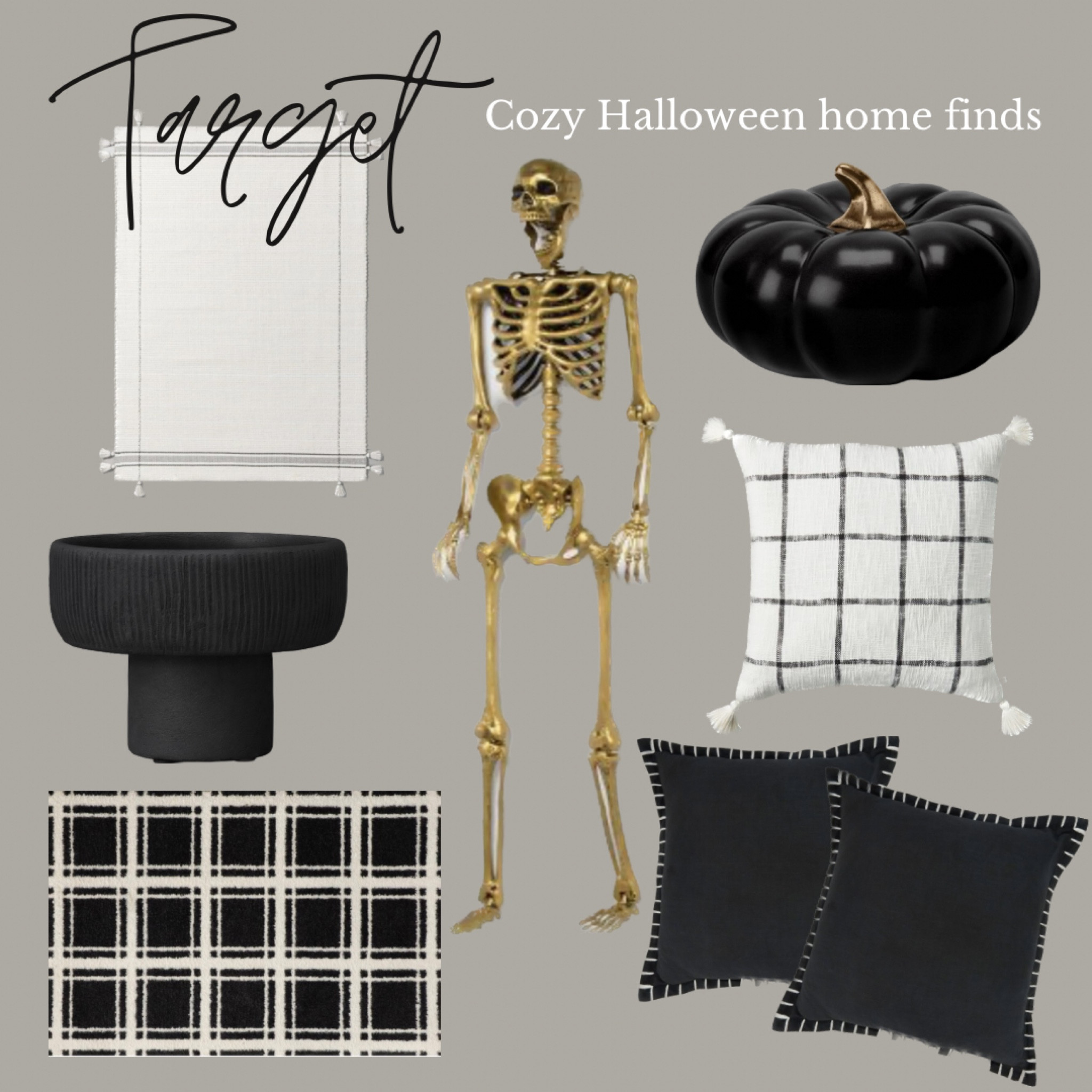 Cozy Halloween home finds! 
#halloweendecor #minimalist #blackdecor #goldskeleton #pumpkins #rug #rugsale #throwpillows #decorativebowl #cozyvibes #homedecor #halloweenfinds #minimal #target #fall #falldecor #halloween 

#LTKFind 

#LTKHoliday #LTKhome #LTKstyletip