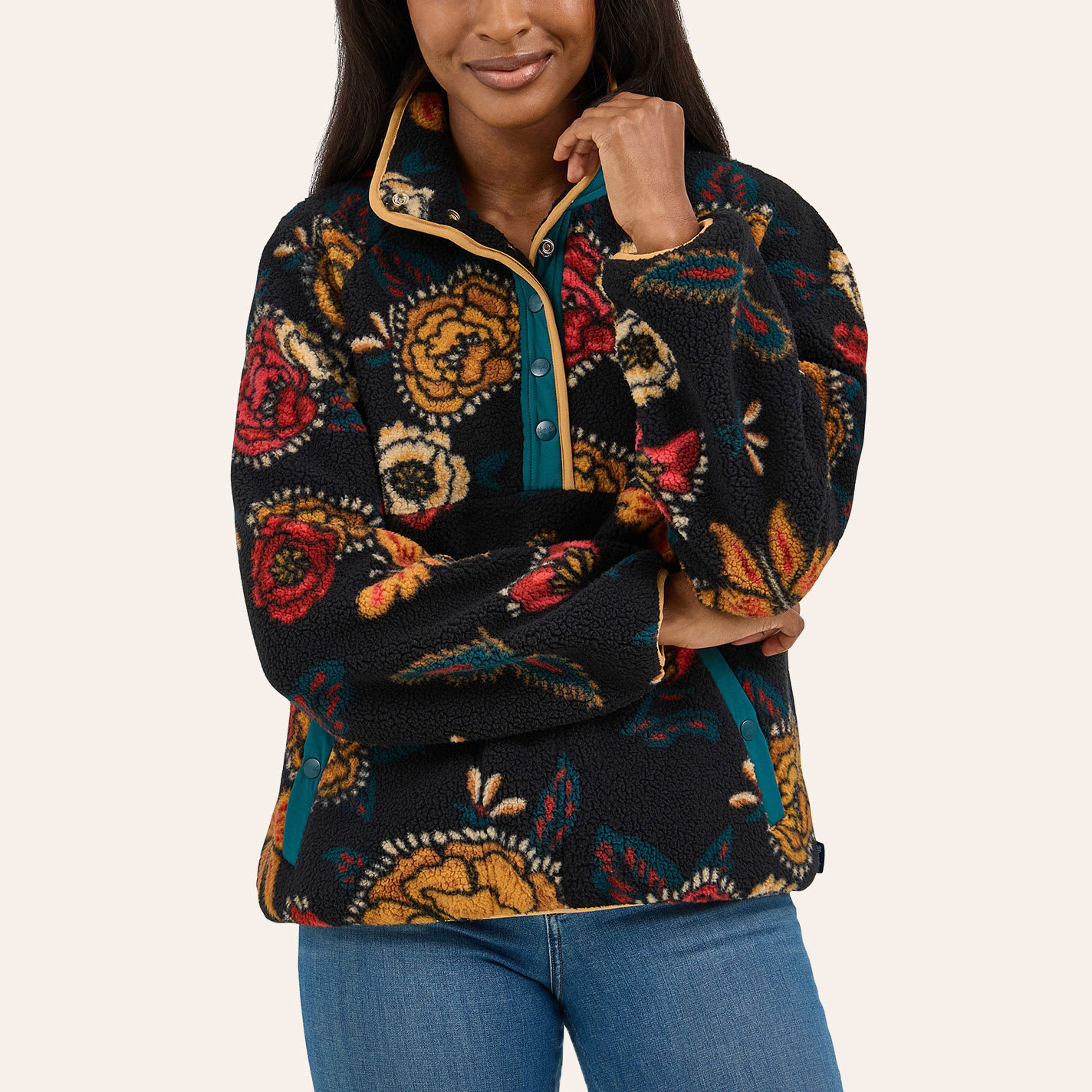 Wrangler Retro Women's Multicolor Floral Print Fleece Sweater - M - From Cavender's | Cavender's