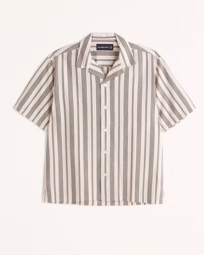Camp Collar Seersucker Button-Up Shirt | Abercrombie & Fitch (US)