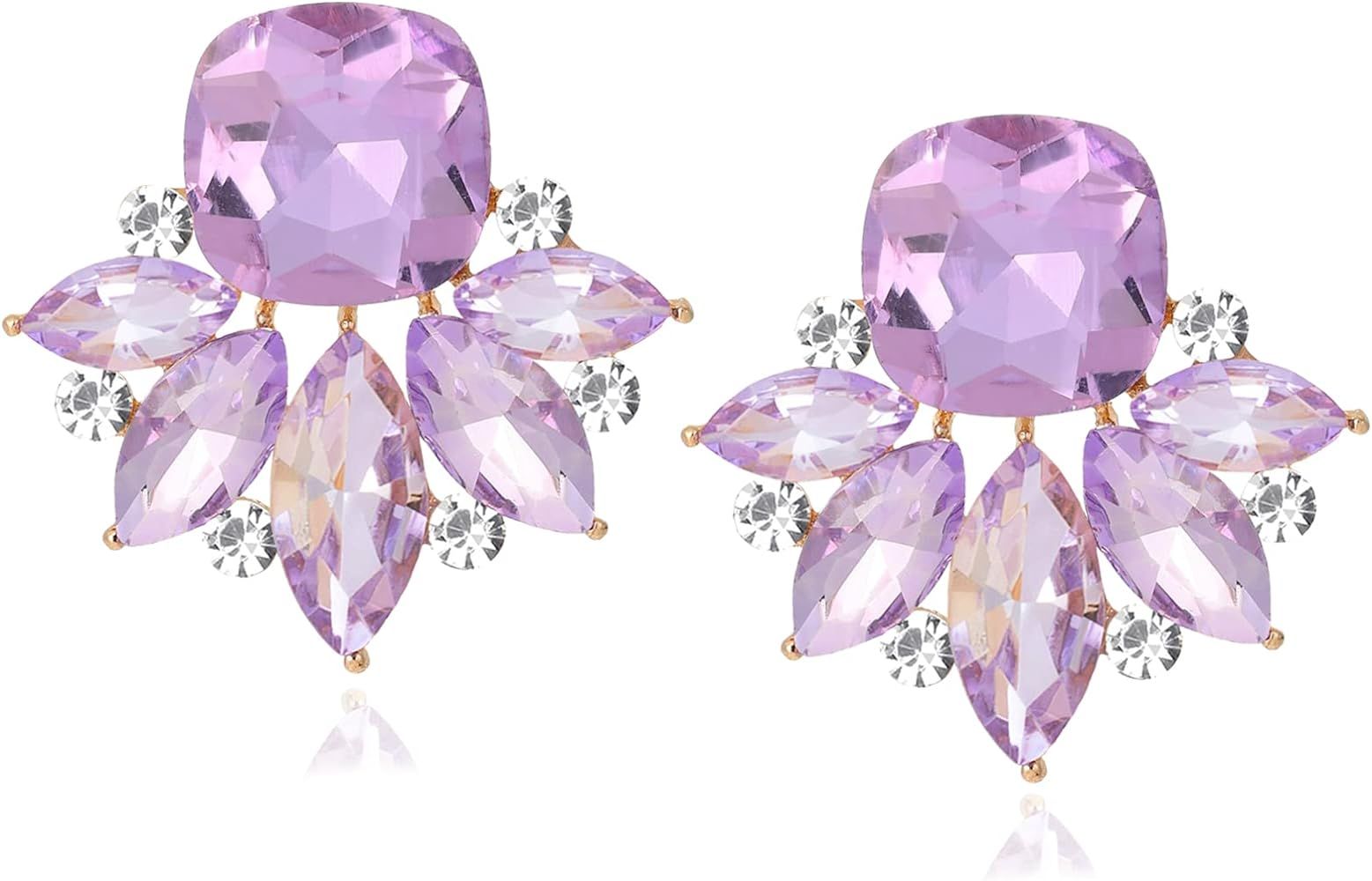 Trendy Rhinestone Drop Dangle Earrings Formal Crystal Cluster Earring for Women Wedding Bride Pro... | Amazon (US)