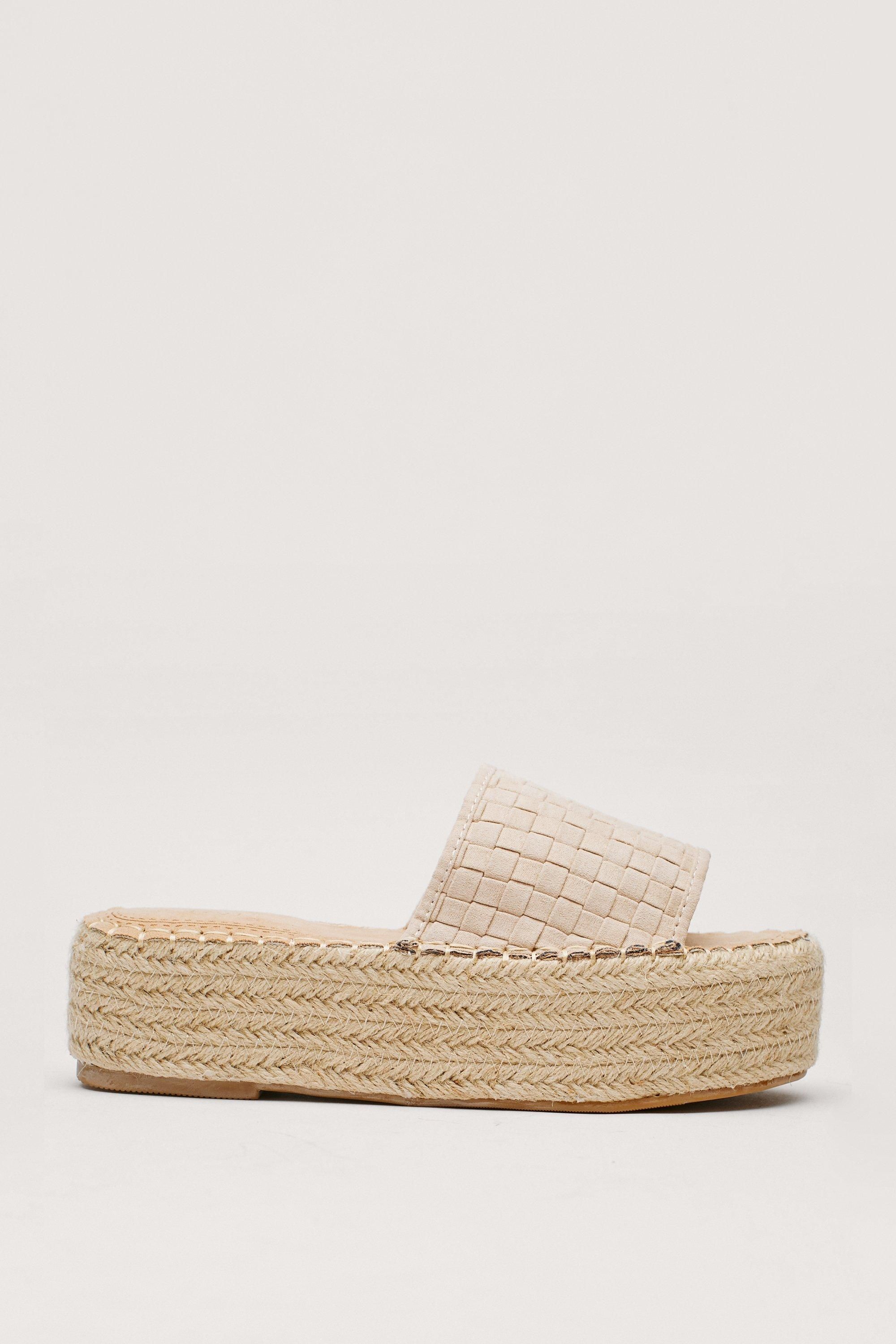 Woven Faux Suede Open Toe Flatform Sandals | Nasty Gal (US)