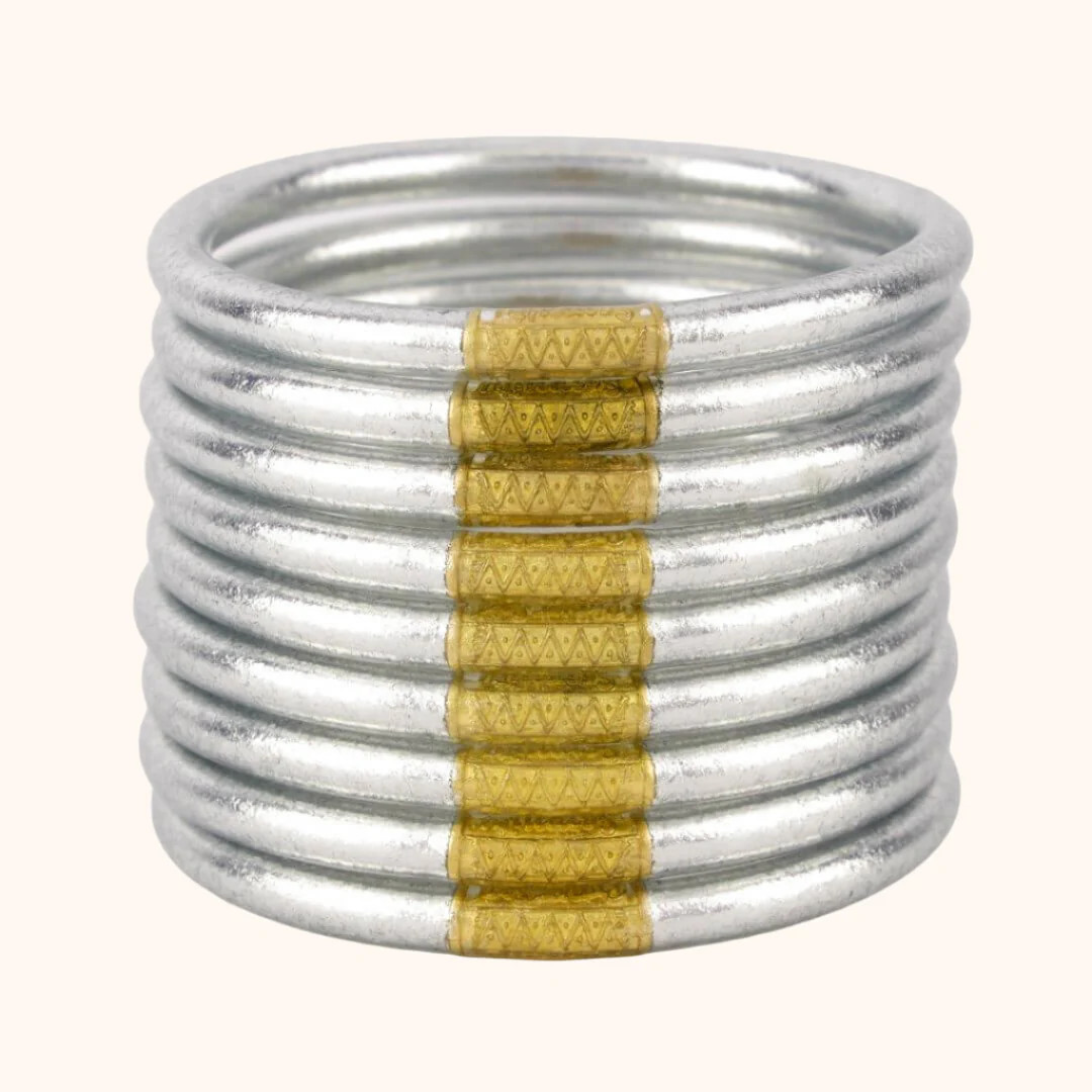 Silver All Weather Bangles® (Set of 9) - Serenity Prayer | BuDhaGirl