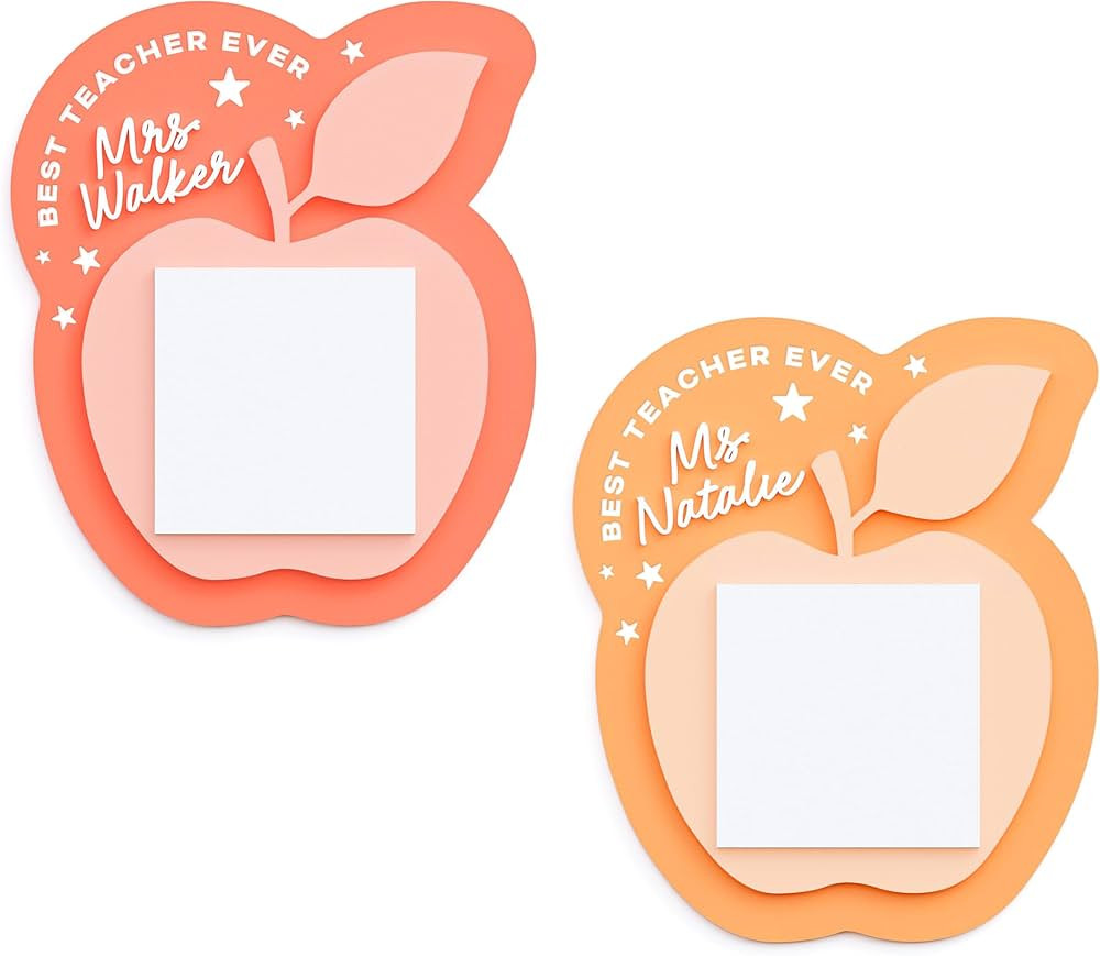 The Cotton & Canvas Co. Personalized Name Apple Sticky Note Holder, Teacher Appreciation Gift, Ba... | Amazon (US)
