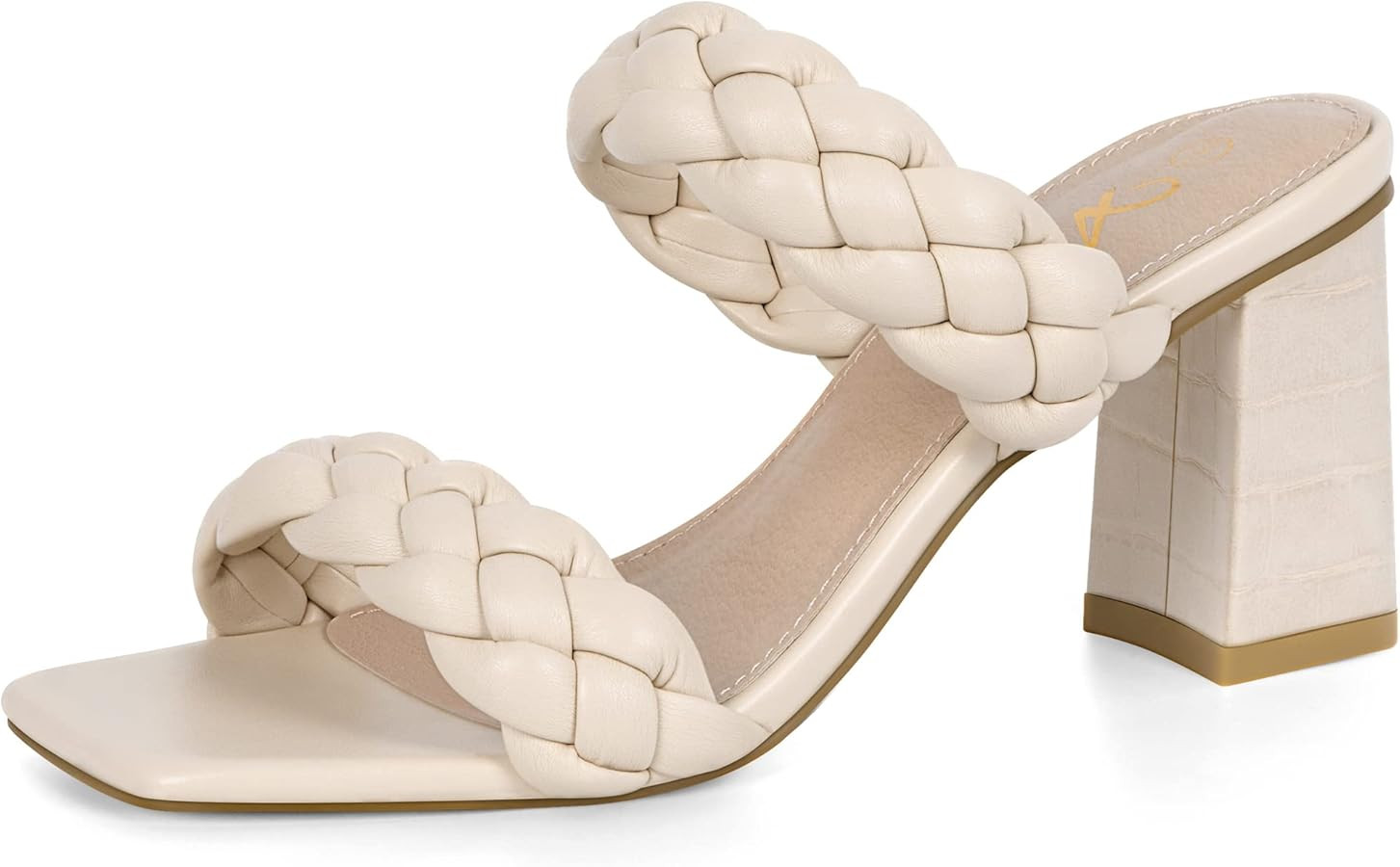 Athlefit Women's Braided Heeled Sandals Strappy Square Open Toe Heels Backless Mules Slip On Bloc... | Amazon (US)