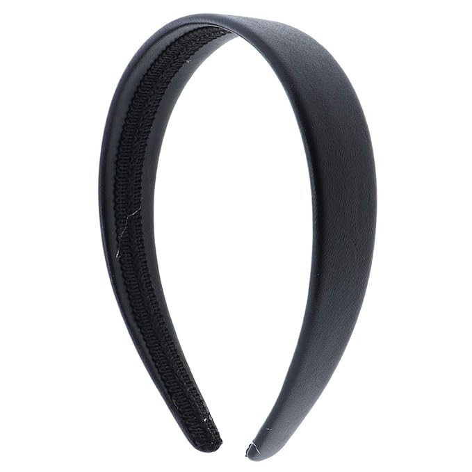 Black 1 Inch Wide Leather Like Headband Solid Hair band for Women and Girls | Amazon (US)