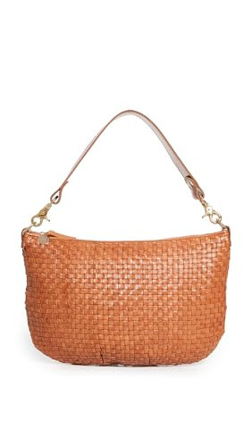 Clare V. Women's Moyen Messenger Bag, Natural Woven Checker, Tan, Brown, One Size | Amazon (US)