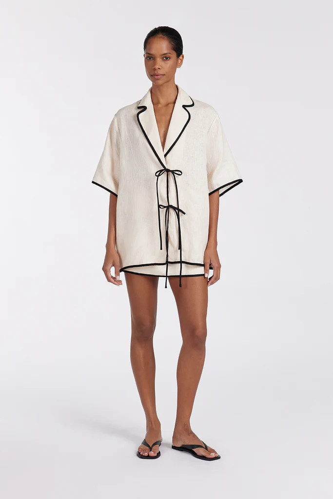 VON CREAM LINEN SKORT | DISSH