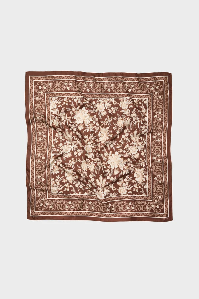 Brown Floral Medium Silk Scarf | Tuckernuck (US)