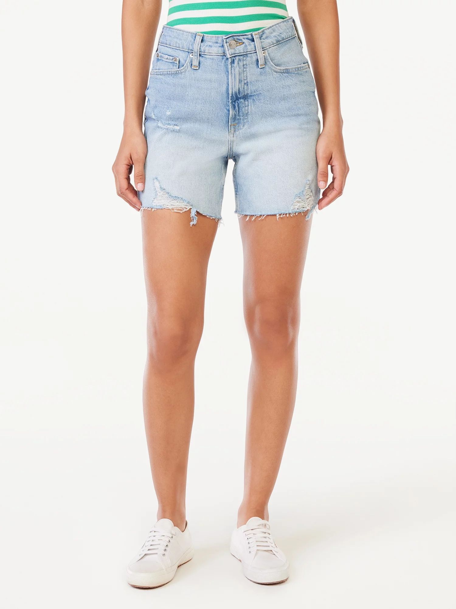 Free Assembly Women's Cut Off Denim Shorts, 5.5” Inseam | Walmart (US)