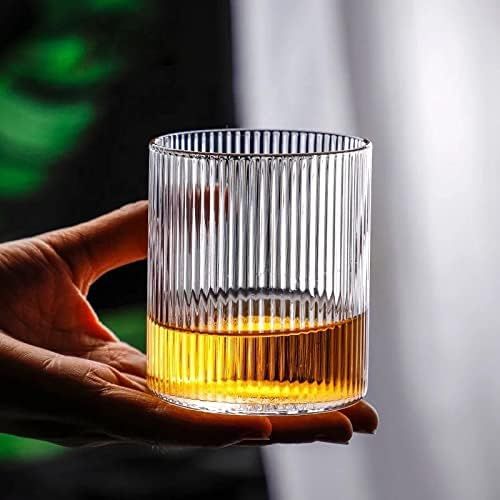 Ribbed Embossed Pattern Whiskey Glass, Set of 4 | Amazon (US)