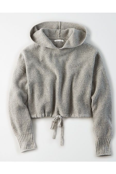 AE Cinched Waist Cropped Hooded Sweater | American Eagle Outfitters (US & CA)
