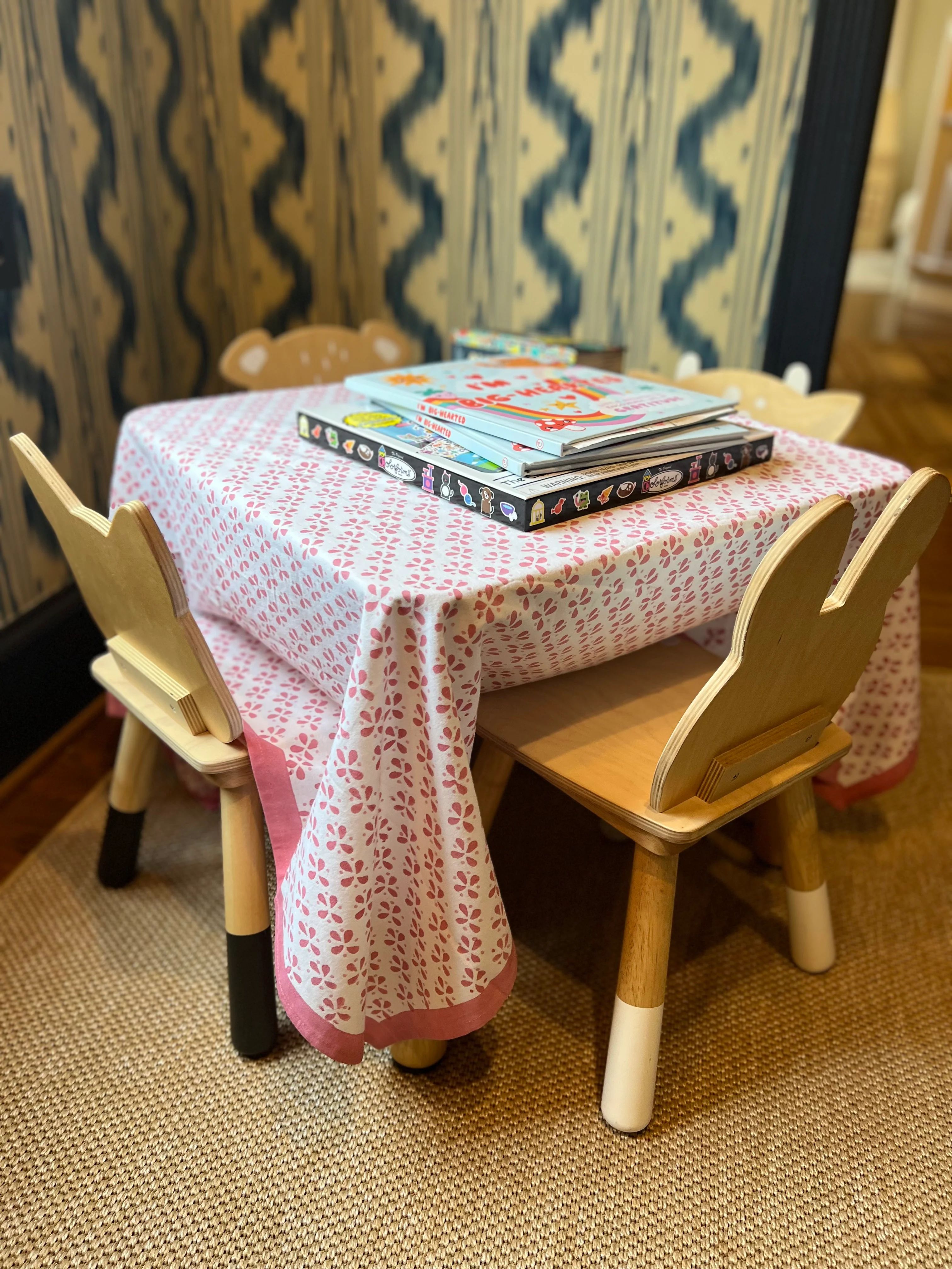 Petals Children's Tablecloth in Dusty Rose - 44" x 44" | Christina Dickson Home