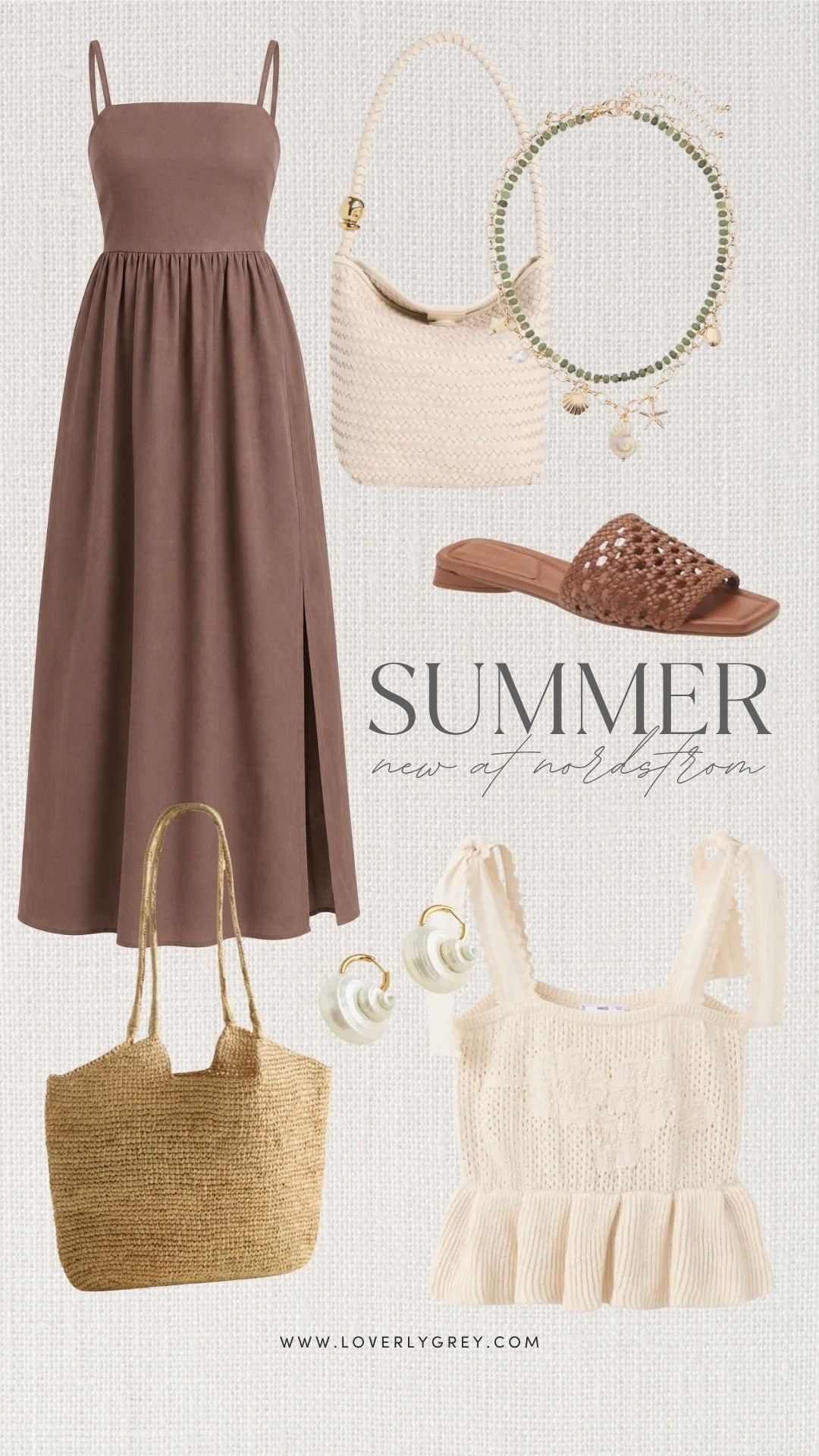 The new arrivals at Nordstrom are so good! Loving this midi dress and woven bag!