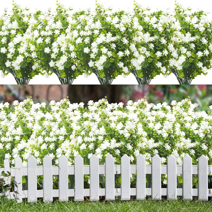 Grunyia 20 Bundles Artificial Flowers UV Resistant Fake Flowers No Fade Faux Plants Garden Porch ... | Amazon (US)