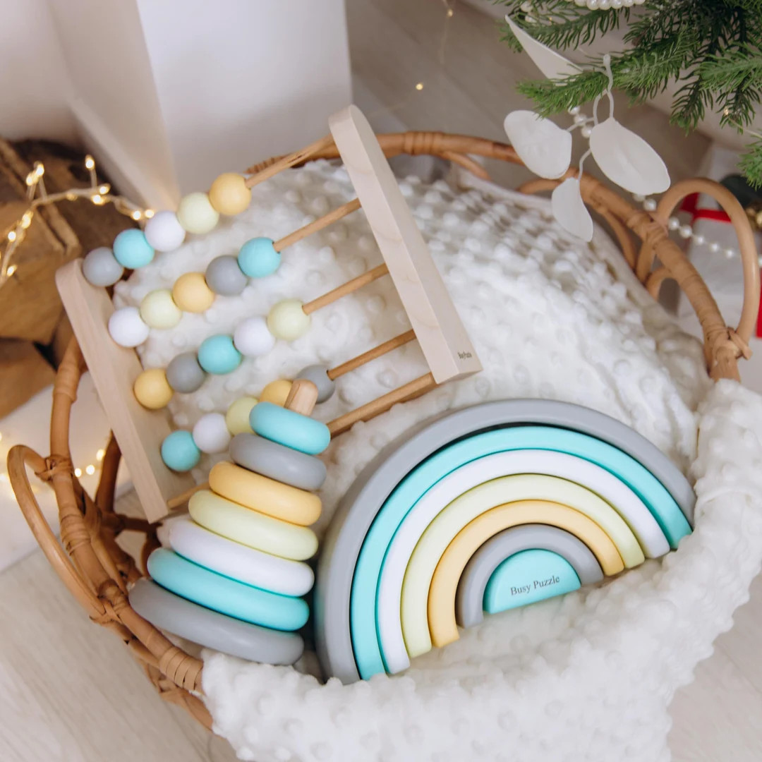 Montessori Toys, 1st Baby Birthday Gift With Name at Extra Charge, Wooden Stacking Toy Rings, Bab... | Etsy (US)