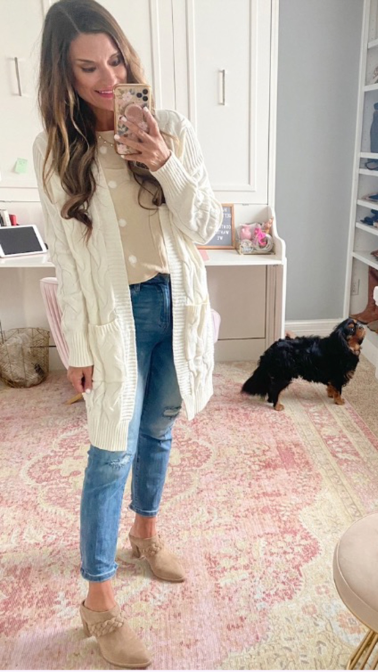 Great look for fall - Size down in the jeans. Wearing a 26. Everything else is true to size. Wearing a small in the top and cardigan. 

#LTKunder50 #LTKunder100
