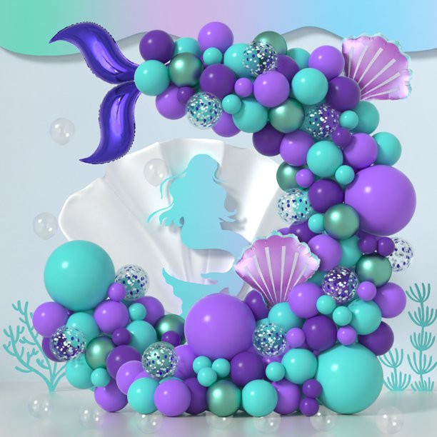 Janinus Mermaid Balloon Garland Arch Kit- Teal Blue and Purple Balloons Arch Kit Mermaid Tail Sea... | Walmart (US)