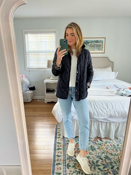 Today’s chilly spring day OOTD! Love this quilted riding jacket - I wear it during fall and spring! #springoutfit #newenglandinspired #classicstyle #llbean #abercrombiejeans #cabelknitsweater 

#LTKstyletip #LTKSeasonal