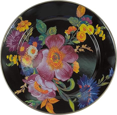 MacKenzie-Childs Flower Market Single Charger Plate, 12-Inch Dinner Plate, Black | Amazon (US)