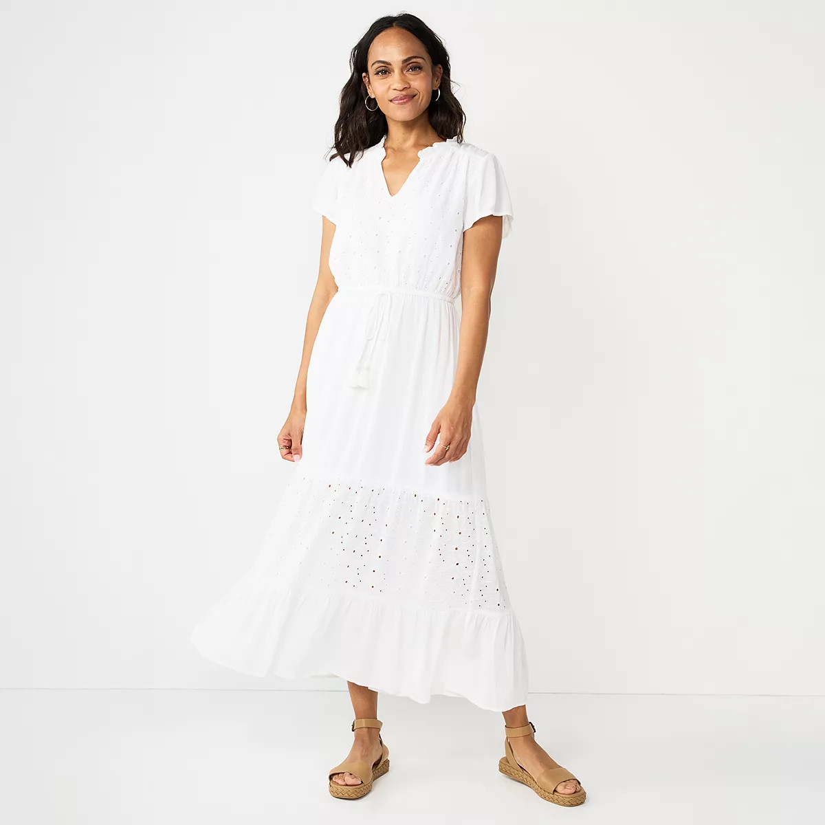 Women's Sonoma Goods For Life® Short Sleeve Tiered Maxi Dress | Kohl's