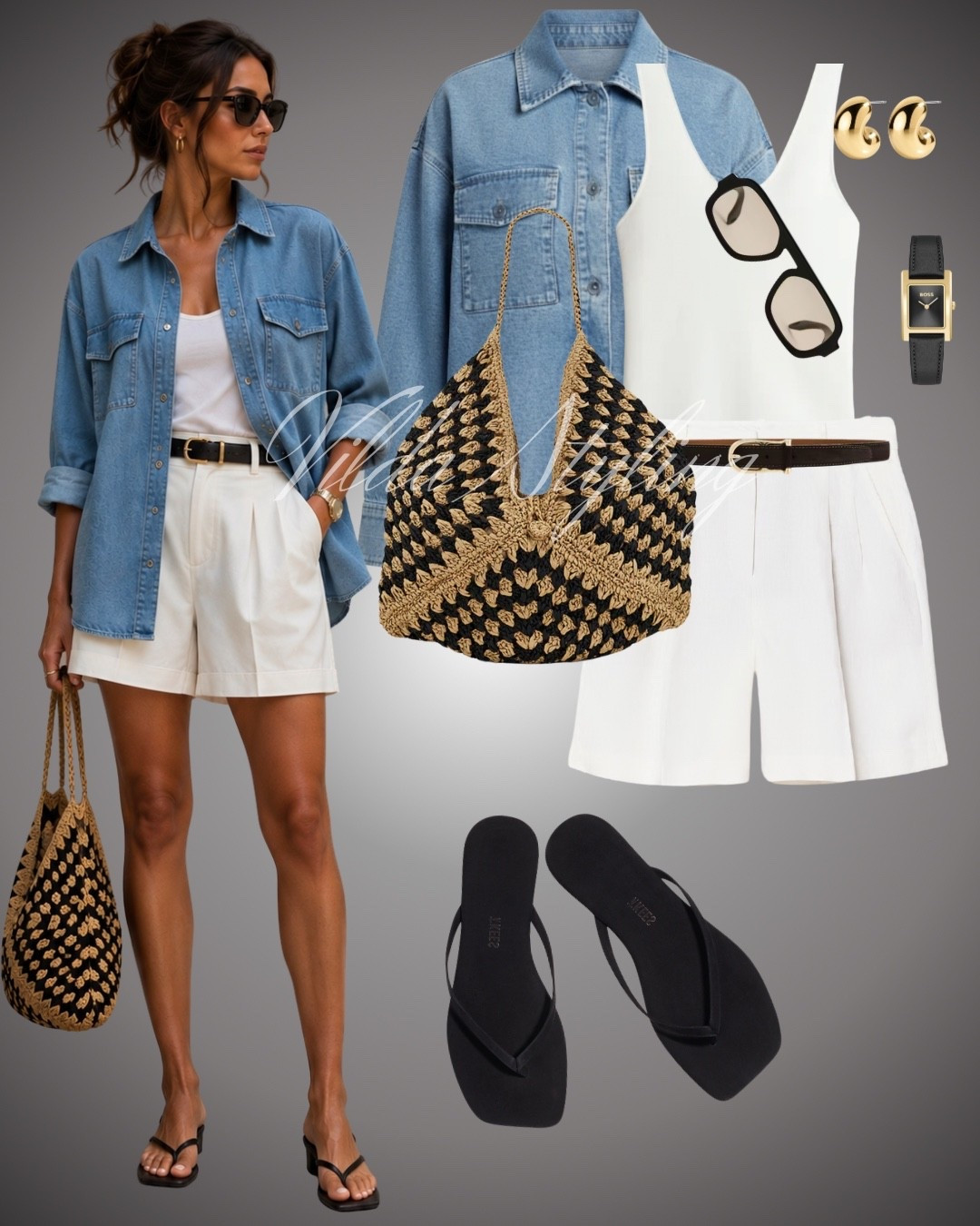 The easiest summer outfit formula: an oversized denim shirt, crisp white basics, and timeless black accessories. Effortless style, every time. 🤍💙🖤
#LTKStyle #LTKFashion #SummerOutfit #CapsuleWardrobe #DenimShirt #WhiteShorts #EverydayStyle #CasualChic #SummerEssentials #OOTD #EffortlessStyle

#LTKFashionMonth #LTKsummer #LTKstyletip