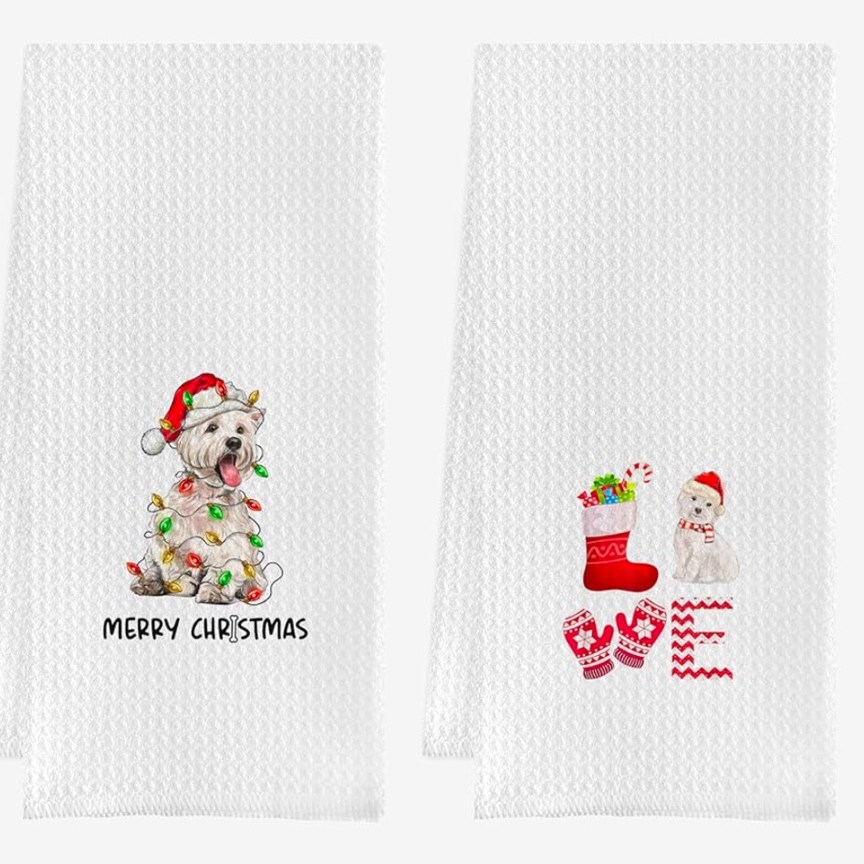 Cute Westie waffle weave kitchen towels! Would be so cute displayed on the oven handle. Perfect for a host or hostess gift.. even tile around a bottle of wine or stuff it into a stocking!

#LTKSeasonal #LTKGiftGuide #LTKHoliday