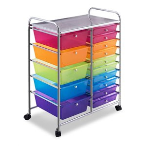 Costway 15 Drawers Scrapbook Paper Rolling Storage Cart in Multi-Color | Homesquare