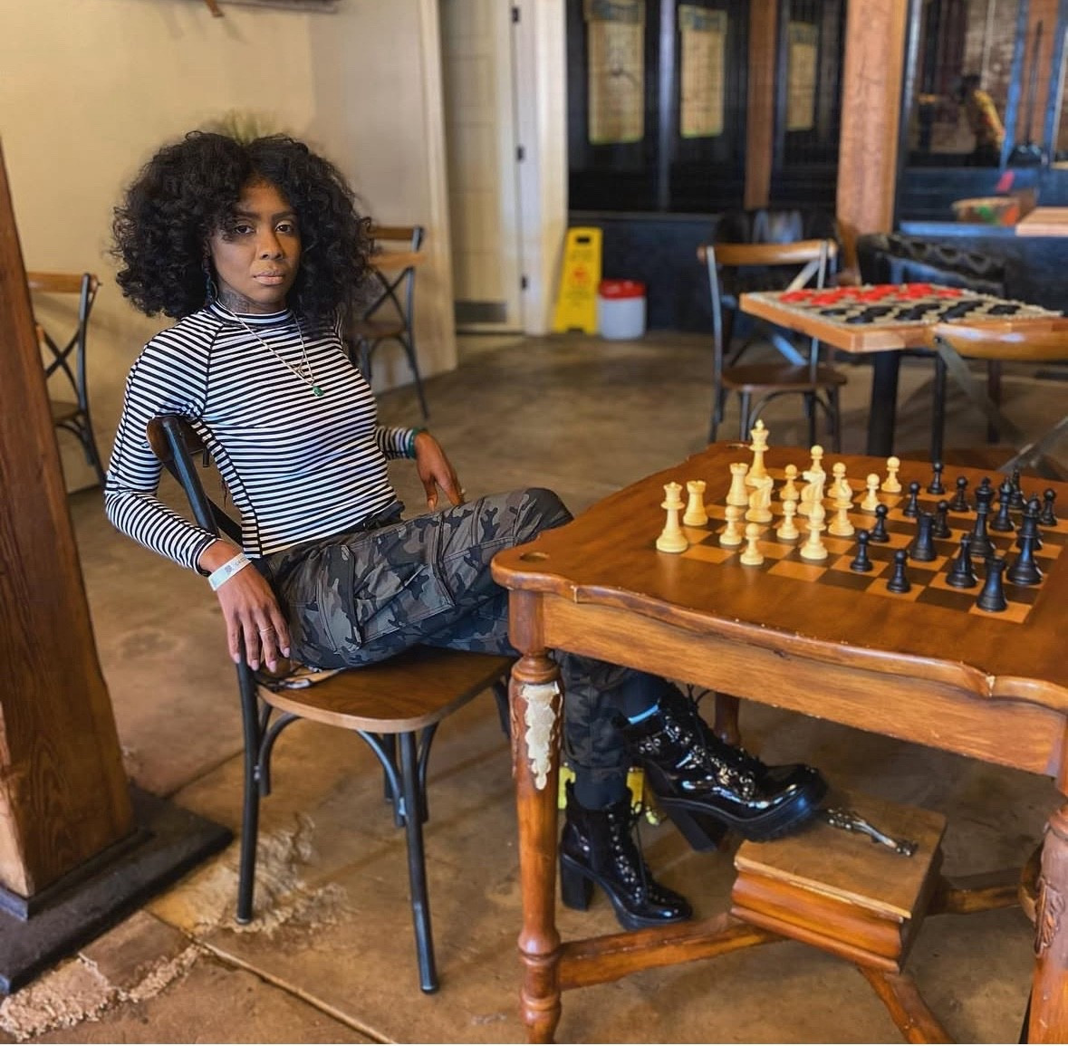 A comfortable but edgy daytime or nighttime look.#OutfitOfTheDay #PinterestInfo #CamoPants #StreetStyle #PlatformBoots #StreetFashion #Streetwear.#CurlyGirl #NaturalHair.

#LTKBeauty #LTKPetite #LTKStyleTip