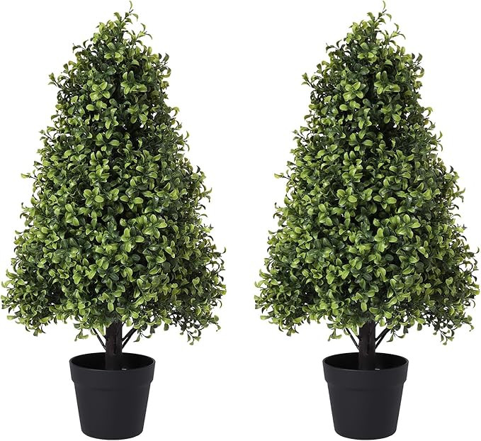 2.5ft Topiary Trees Artificial Outdoor 30 inch, Faux Boxwood Plants Outdoor, Artificial Trees Fak... | Amazon (US)