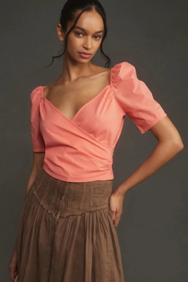 By Anthropologie Puff-Sleeve Wrap Top | Anthropologie (US)