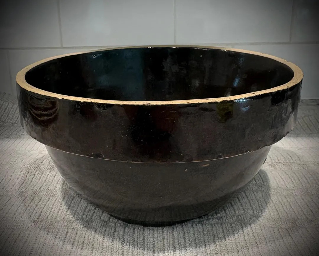 Small Stoneware Bowl, Dark Brown Crock Bowl With Wide Band Rim. - Etsy | Etsy (Global)