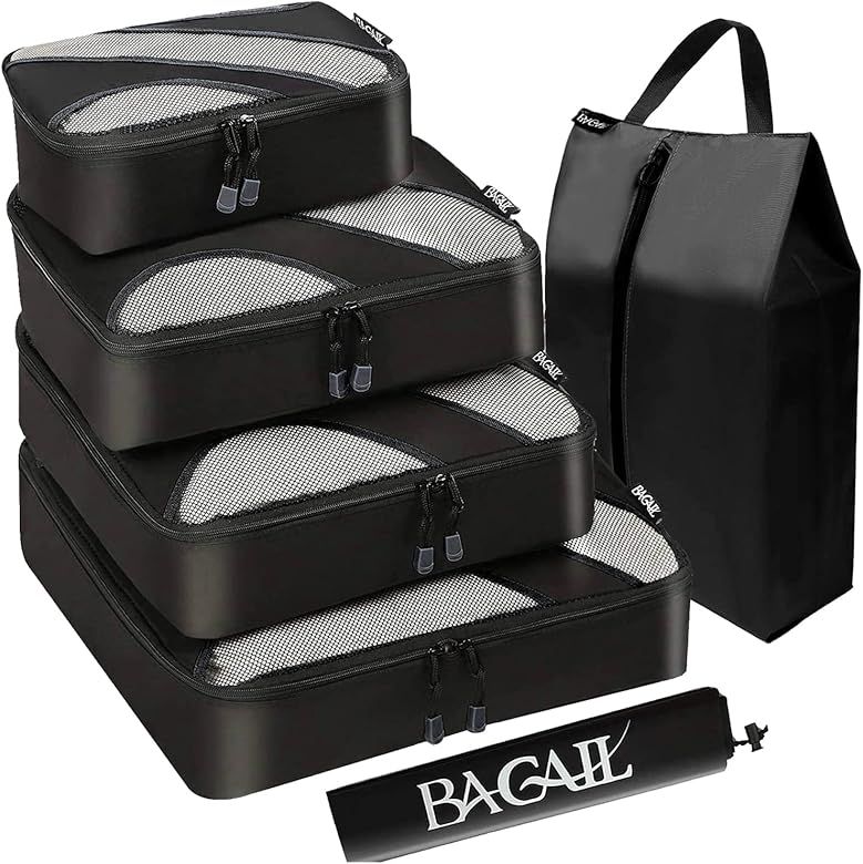 BAGAIL 6 Set Packing Cubes,Travel Luggage Packing Organizers with Laundry Bag | Amazon (US)