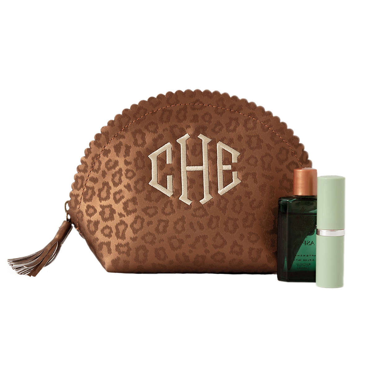 Monogrammed Metallic Leopard Mini Cosmetic Case | Marleylilly