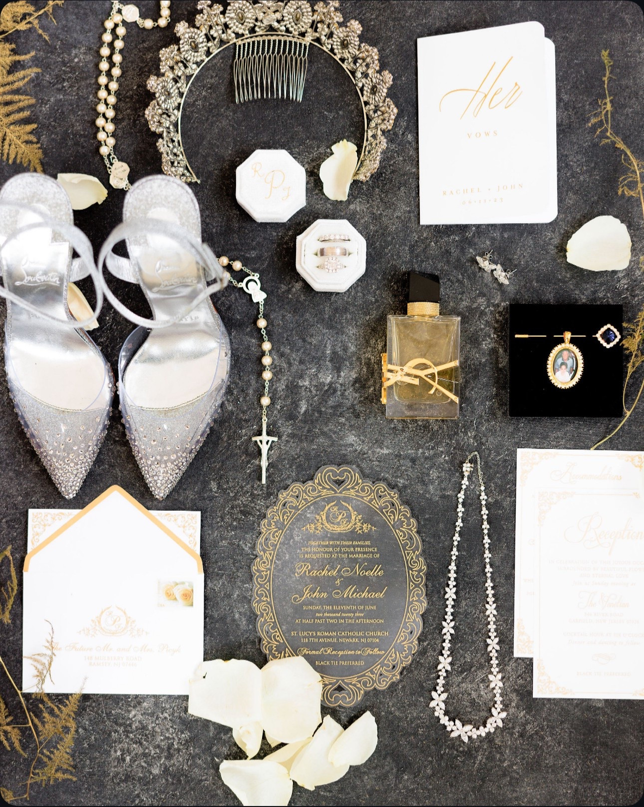 Wedding shoes // ring box // personalized vow books // perfume all linked! 

Crown: Bridal Styles Boutique (Royal Wedding Tiara)
Invitation Suite: customized overseas 
Diamond necklace & earrings: Verstolo 
Pearl Rosary: purchased at the Vatican in Rome on my engagement trip 🥹

#LTKWedding #LTKShoeCrush #LTKGiftGuide