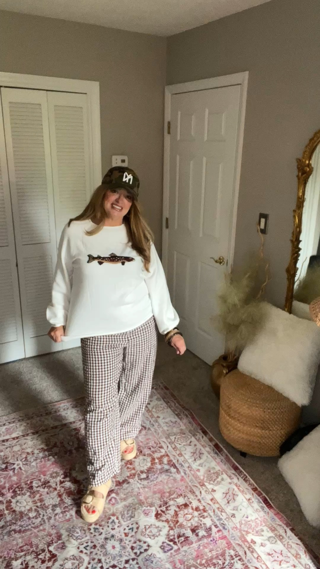 This speckled trout fish sweater with
The roll neck is giving high end vibes.
Absolutely love this east coast vibe . Its giving weekend Lake House. I love it paired with the easy gingham pants.

#LTKTravel #LTKootd #LTKmomlife