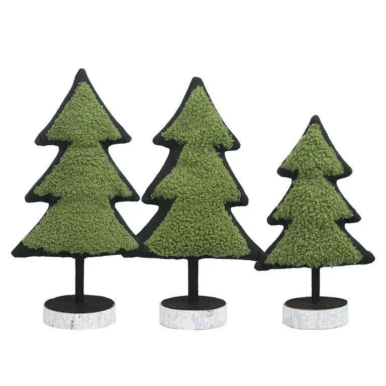 Holiday Time Green and Black Fabric Christmas Tabletop Trees, Set of 3 - Walmart.com | Walmart (US)