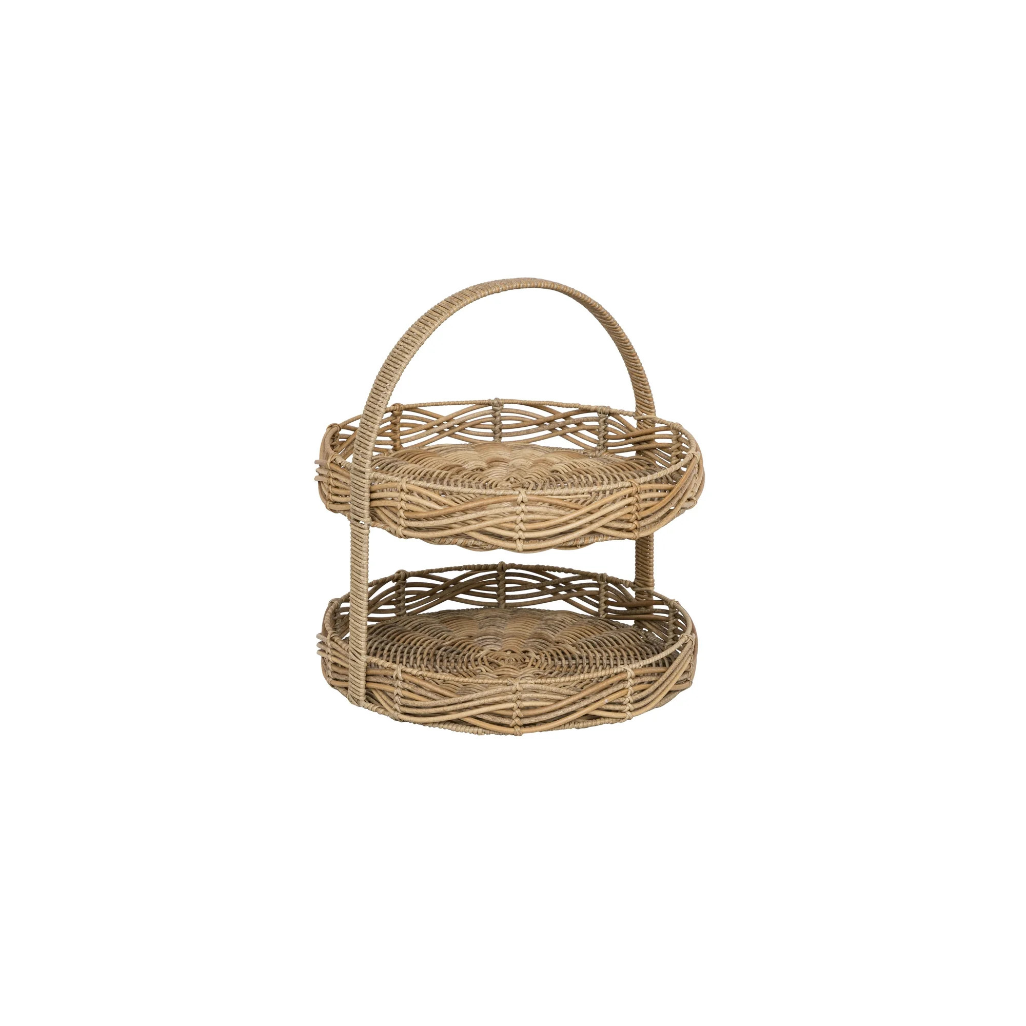 Better Homes & Gardens Alameda Resin Rattan 2-Tier Round Serving Stand | Walmart (US)
