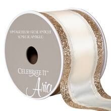 2.5" Satin Wired Glitter Ribbon By Celebrate It™ Aria Vintage Blush | Michaels Stores