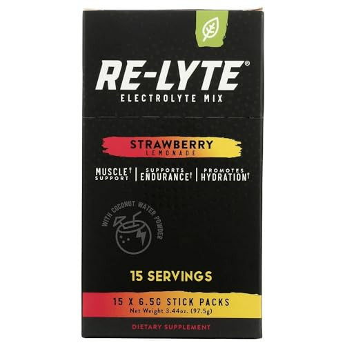 RELYTE Re-lyte Electrolyte Drink Mix Strawberry Lemonade 15 Servings Packets 3.44 oz. | Amazon (US)