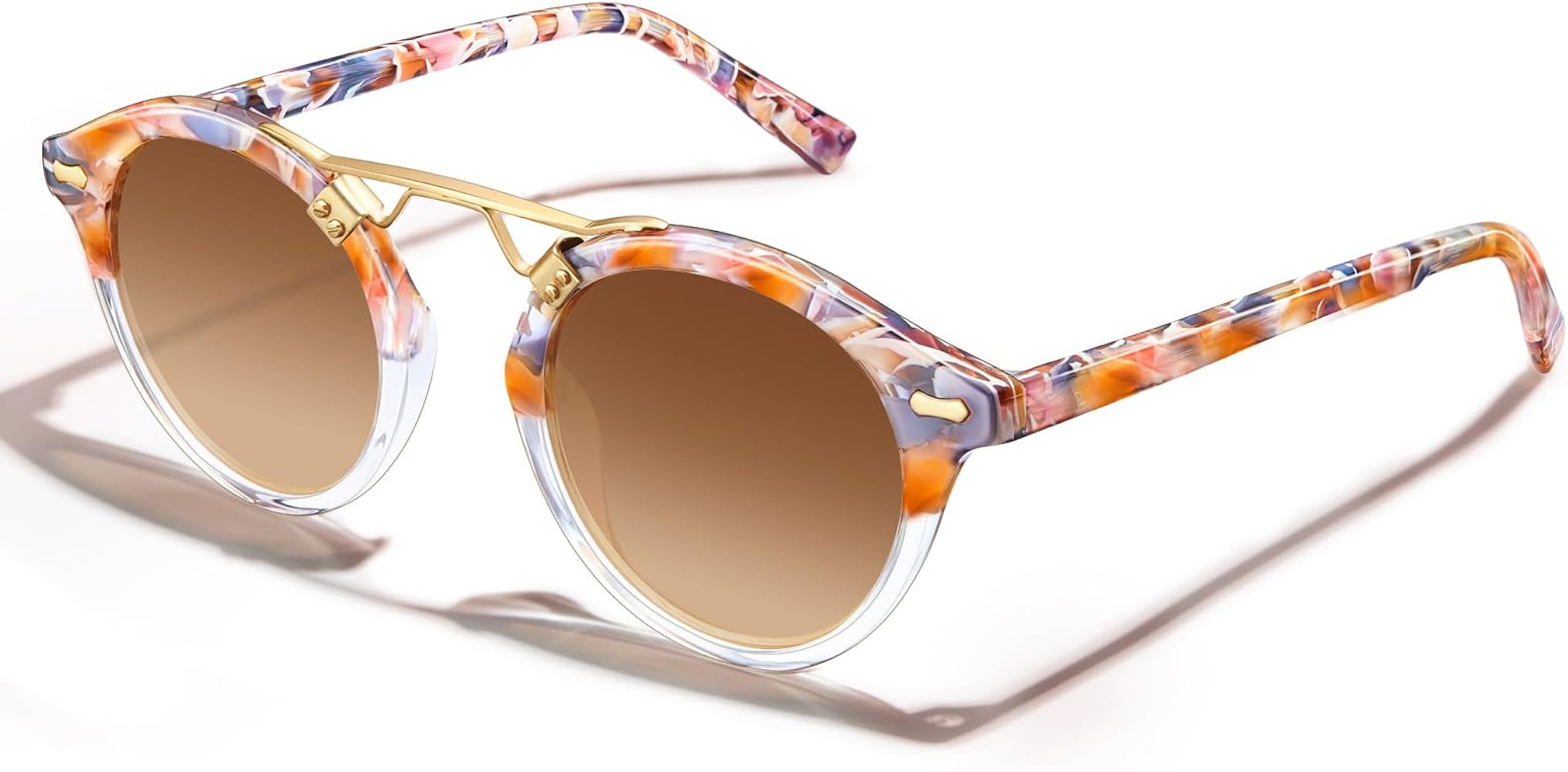 CARFIA Small Face Acetate Polarized Sunglasses for Women UV Protection, Retro Double Bridge Eyewe... | Amazon (US)
