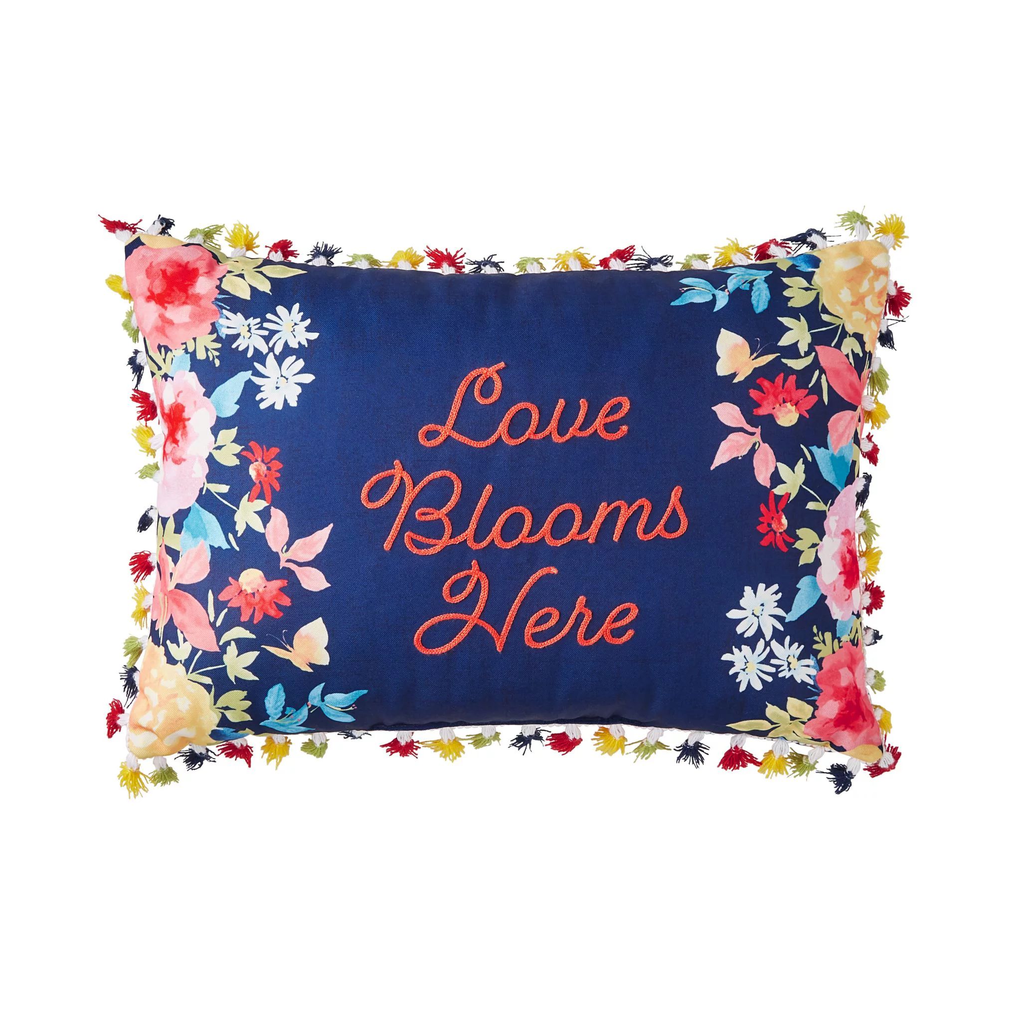 The Pioneer Woman, Love Blooms Here, Rectangle Outdoor Pillow, 14" x 20" | Walmart (US)