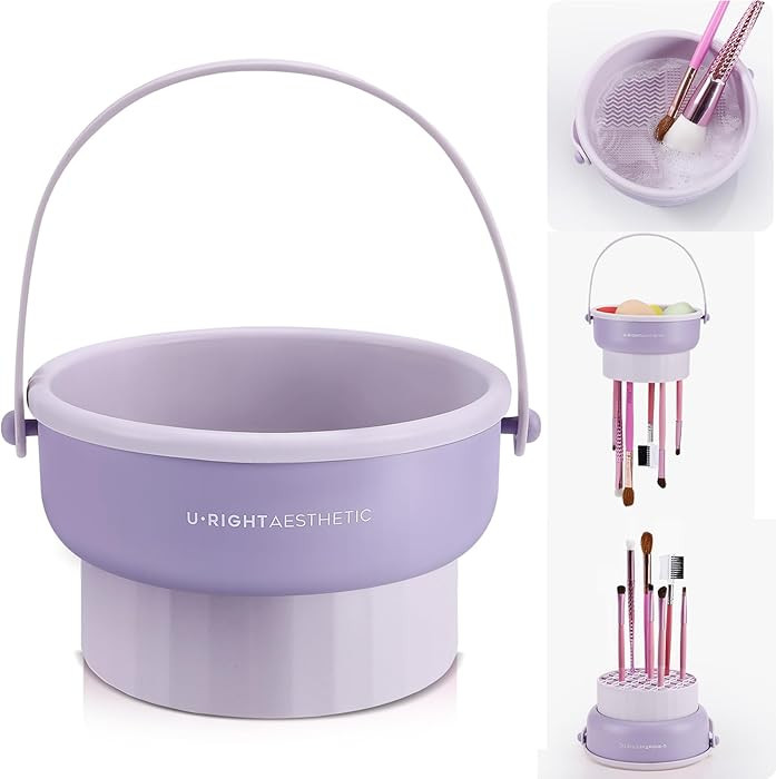 Makeup Brush Cleaner Mat 3 in 1 Silicone Makeup Brush Cleaner Bowl Cosmetic Brushes Cleaning Tool... | Amazon (US)