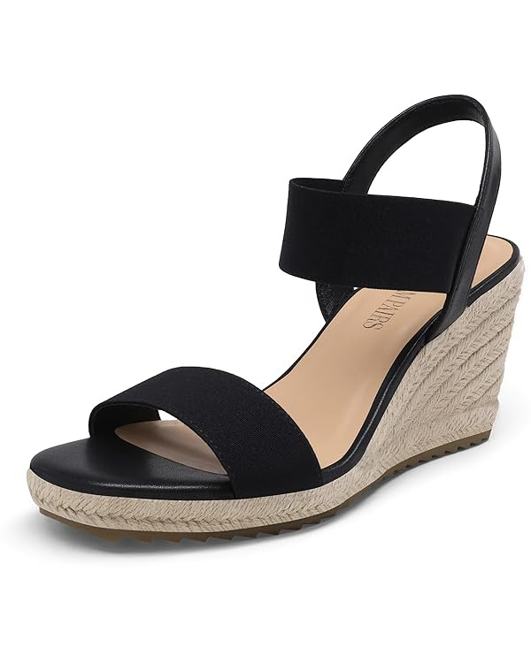 DREAM PAIRS Womens Open Toe Espadrilles Dressy Platform Sandals Slip on Elastic Ankle Strap Wedge... | Amazon (US)