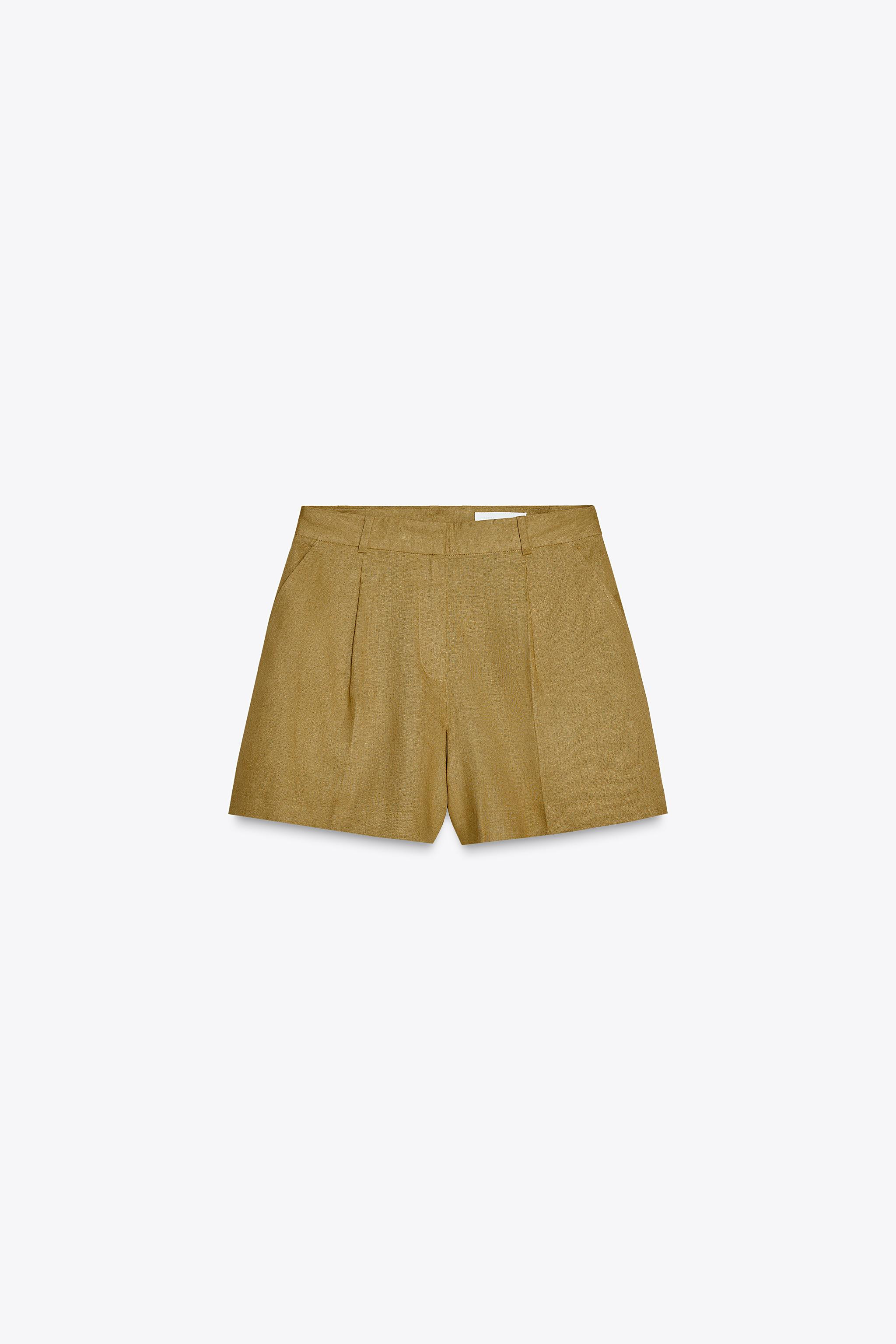 HIGH-WAISTED LINEN SHORTS | Zara US
