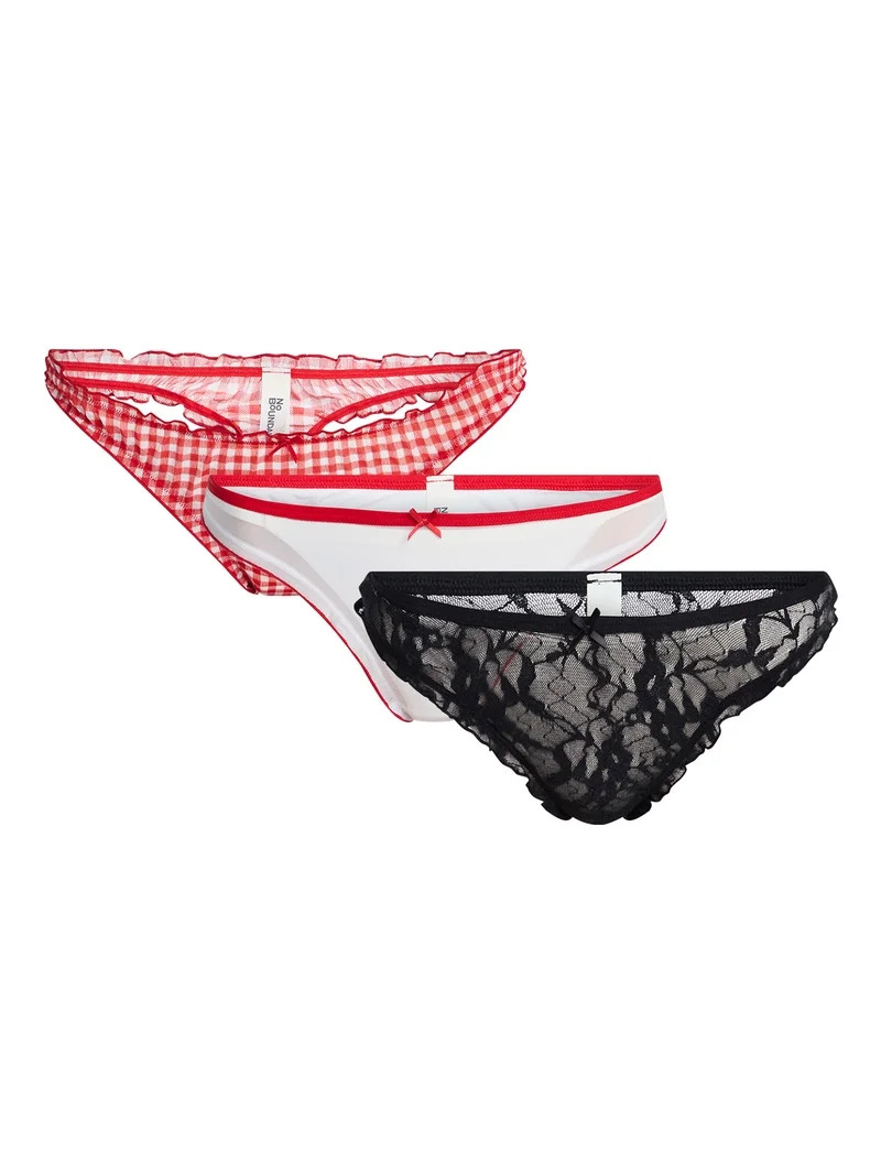 No Boundaries Mesh and Lace Thong Panties, 3-Pack, Women's XS-XXXL | Walmart (US)